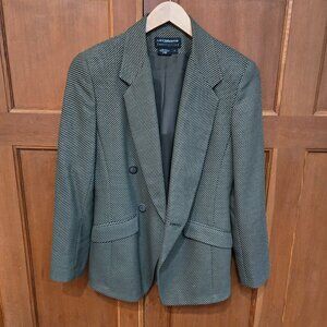 Liz Claiborne Women's Blazer Jacket Size 6 Olive Green and Cream Pattern